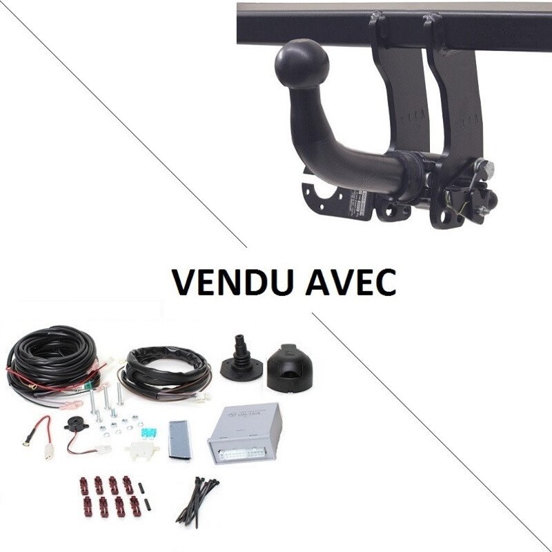 Attelage Débrayable + Kit Câblage Pour Peugeot 2008 (13>>12/19) - Classe 2 1300kg - Noir - Neuf Italie