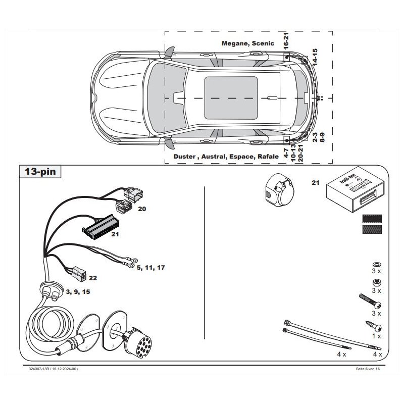 FAISCEAU SPECIFIQUE 13 BROCHES POUR RENAULT ESPACE VI 58848