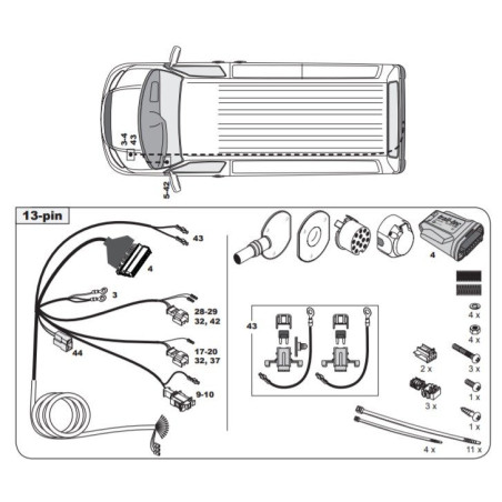 Attelage Volkswagen Transporter T6 Caravelle (07/2015-10/2019) RDSOH + Faisceau spécifique 13 broches Trail-Tec