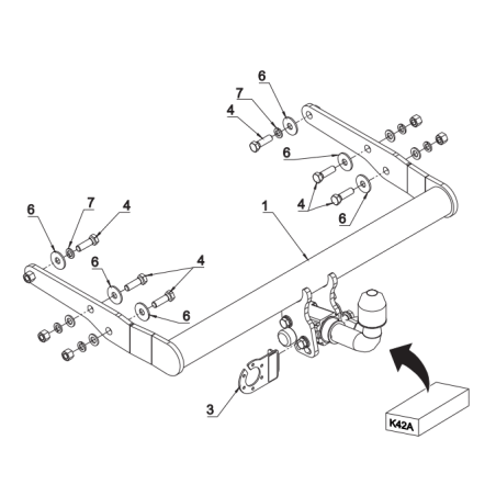 Attelage Volkswagen Transporter T5 Fourgon (10/2009-06/2015) RDSOH + Faisceau spécifique 7 broches Trail-Tec