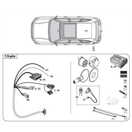 Faisceau spécifique 13 broches pour DS Automobiles DS n°8 (02/2025-)