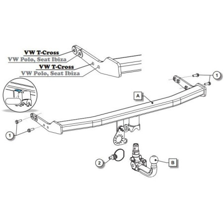Attelage Volkswagen T-Cross Phase 2 (03/2024-) RDSOV + Faisceau spécifique 7 broches Trail-Tec